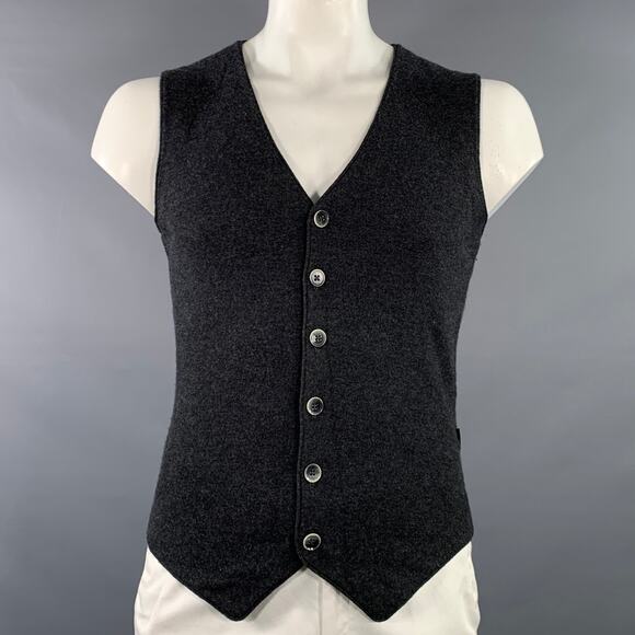 BOSS by HUGO BOSS Size M Grey Charcoal Wool Slim Fit V-Neck Vest - Picture 1 of 8